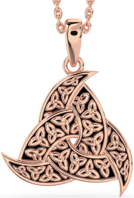 Rose Gold Silver Black Rhodium Celtic Trinity Knot Necklace