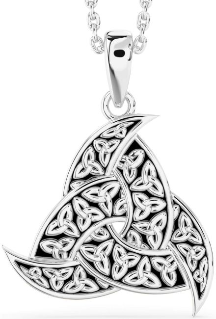Silver Black Rhodium Celtic Trinity Knot Necklace
