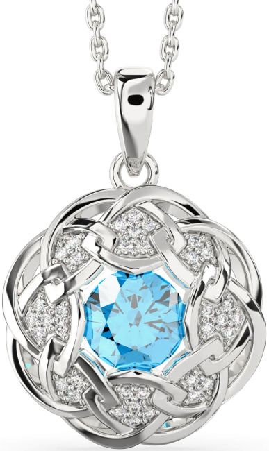 Diamond Topaz Silver Celtic Necklace