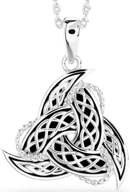 Silver Black Rhodium Celtic Trinity Knot Necklace