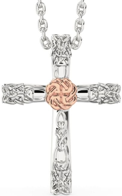 Rose Gold Silver Celtic Trinity Knot Necklace