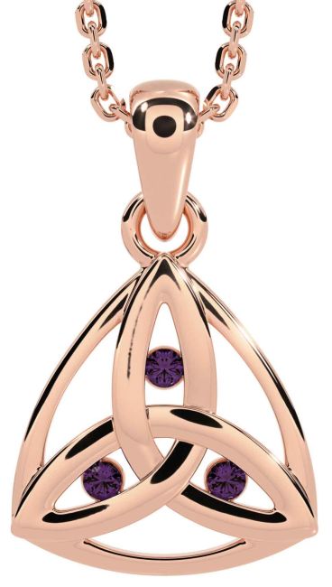 Alexandrite Rose Gold Celtic Trinity Knot Necklace