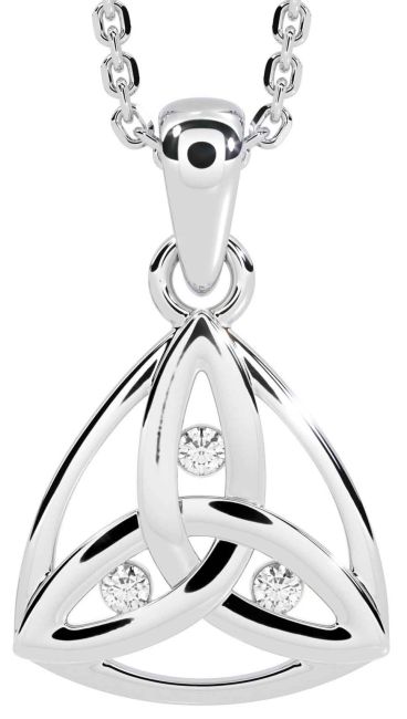 Diamond White Gold Celtic Trinity Knot Necklace