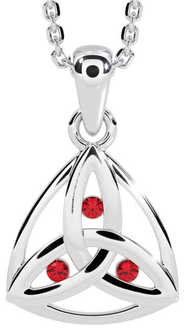 Ruby White Gold Celtic Trinity Knot Necklace