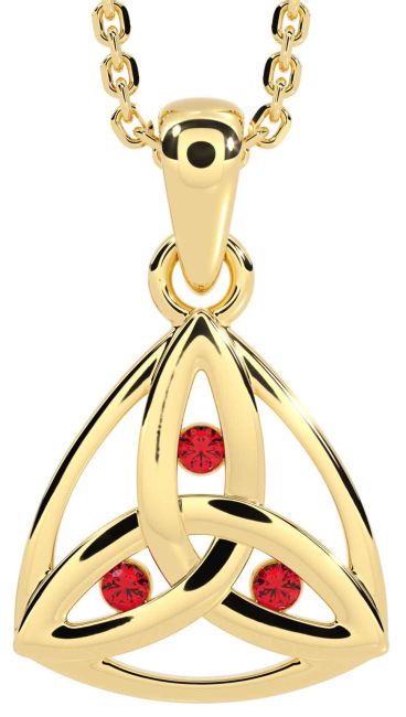 Ruby Gold Celtic Trinity Knot Necklace