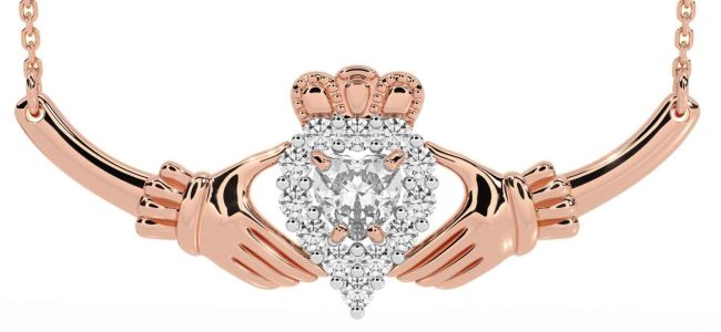 Diamond Rose Gold Claddagh Necklace