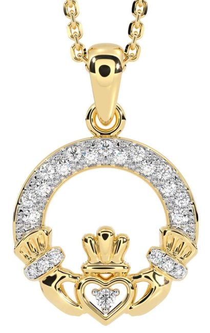 Diamond Gold Claddagh Necklace