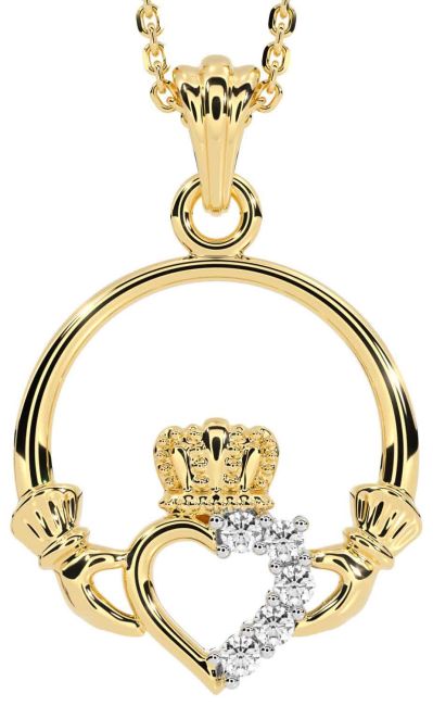 Diamond Gold Claddagh Necklace