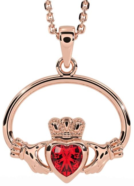 Ruby Rose Gold Silver Claddagh Necklace