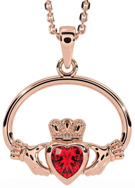 Ruby Rose Gold Claddagh Necklace