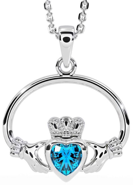 Topaz Silver Claddagh Necklace