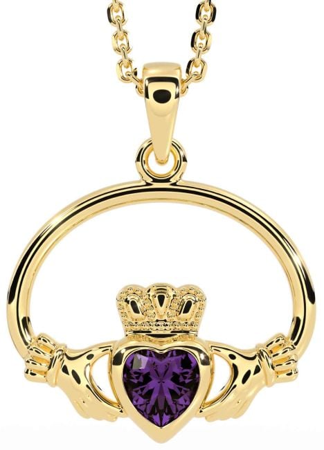 Alexandrite Gold Claddagh Necklace