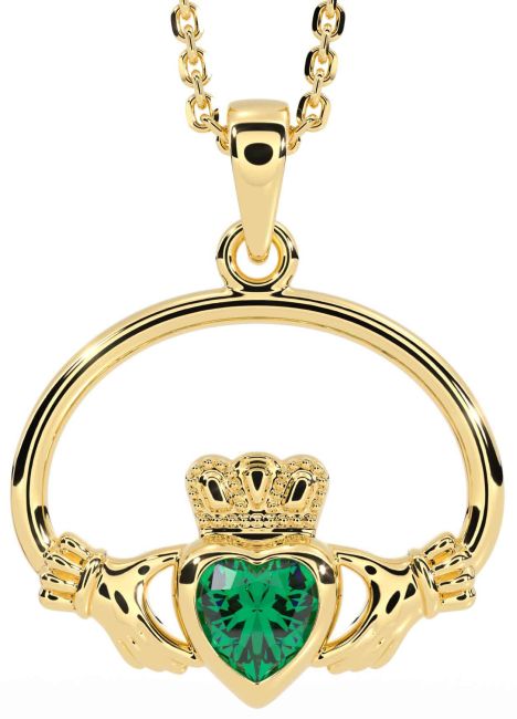 Emerald Gold Claddagh Necklace