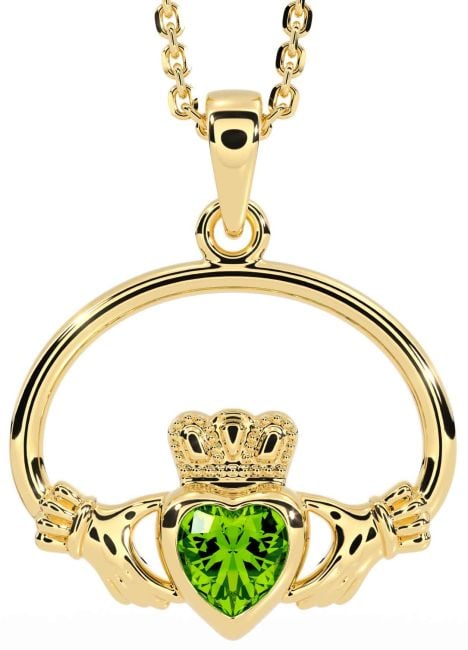 Peridot Gold Claddagh Necklace