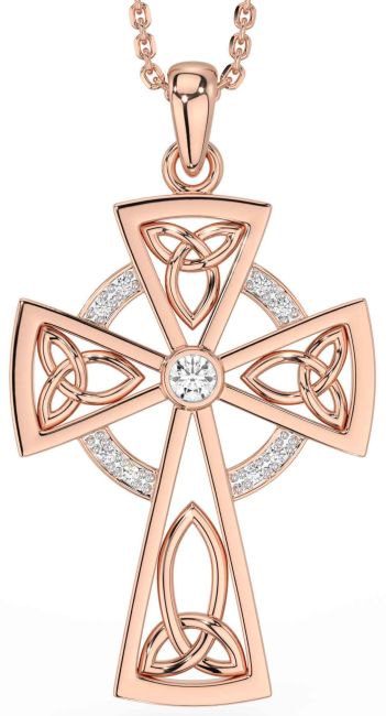 Diamond Rose Gold Celtic Cross Necklace