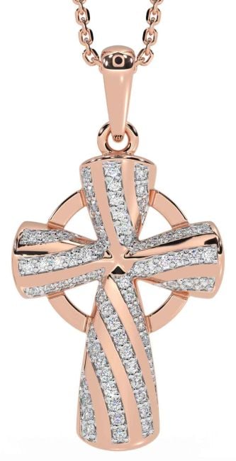 Diamond Rose Gold Celtic Cross Necklace