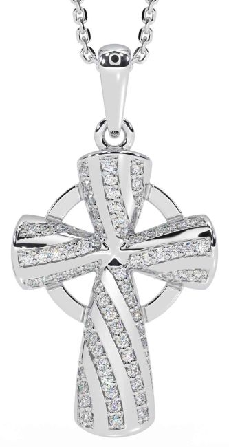 Diamond White Gold Celtic Cross Necklace