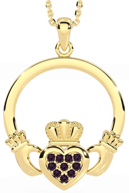 Alexandrite Gold Silver Claddagh Necklace
