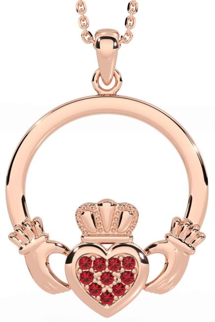Ruby Rose Gold Claddagh Necklace