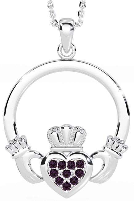 Alexandrite Silver Claddagh Necklace