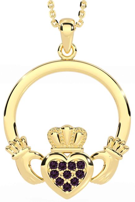 Alexandrite Gold Claddagh Necklace