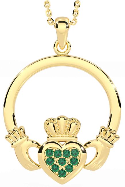 Emerald Gold Claddagh Necklace