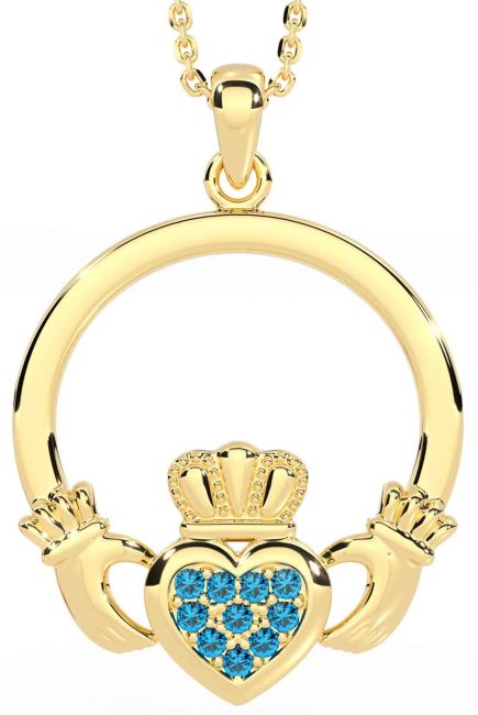 Topaz Gold Claddagh Necklace