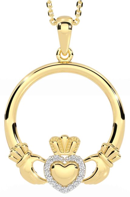 Diamond Gold Claddagh Necklace