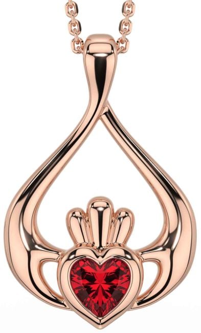 Ruby Rose Gold Claddagh Necklace