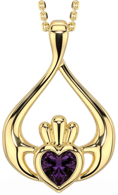 Alexandrite Gold Claddagh Necklace