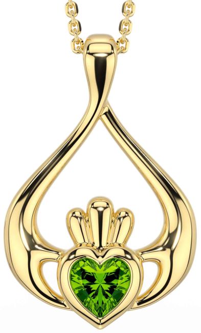 Peridot Gold Claddagh Necklace