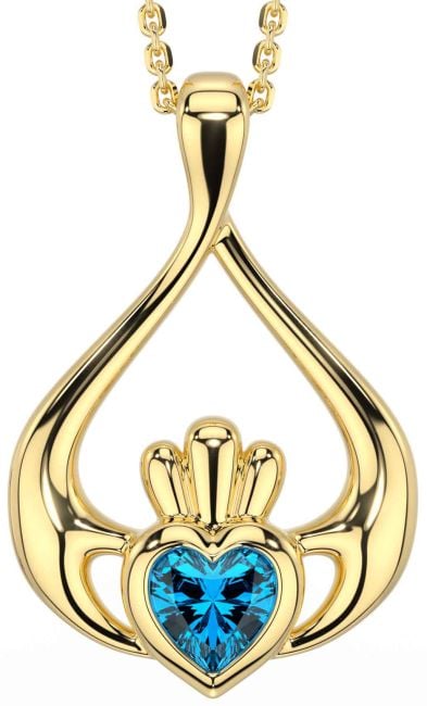 Topaz Gold Claddagh Necklace