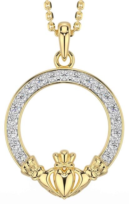Diamond Gold Claddagh Necklace