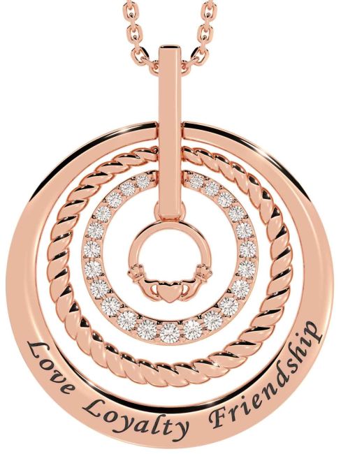 Diamond Rose Gold Claddagh Irish 