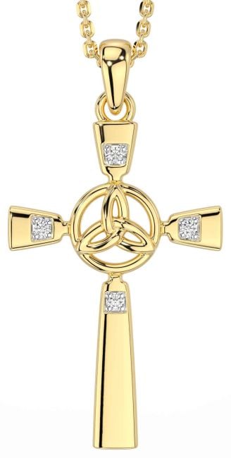 Diamond Gold Celtic Cross Trinity Knot Necklace