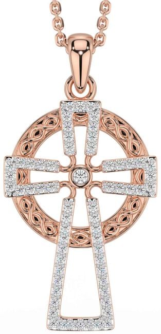 Diamond Rose Gold Celtic Cross Necklace