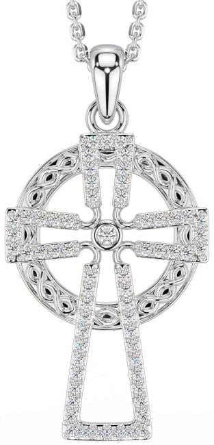 Diamond White Gold Celtic Cross Necklace