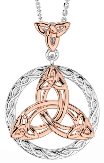 White Rose Gold Celtic Trinity Knot Necklace