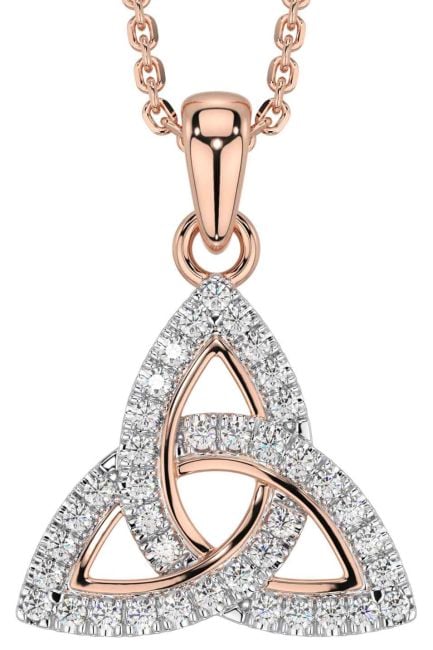 Diamond Rose Gold Celtic Trinity Knot Necklace