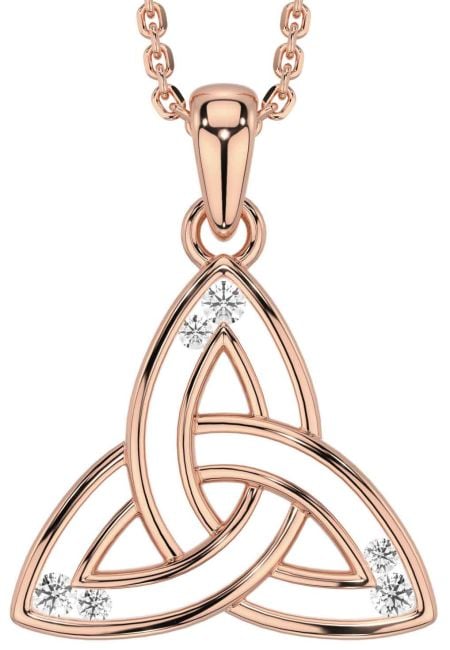 Diamond Rose Gold Celtic Trinity Knot Necklace