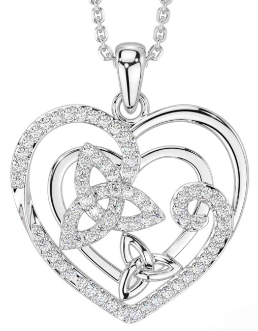 Diamond White Gold Celtic Trinity Knot Necklace