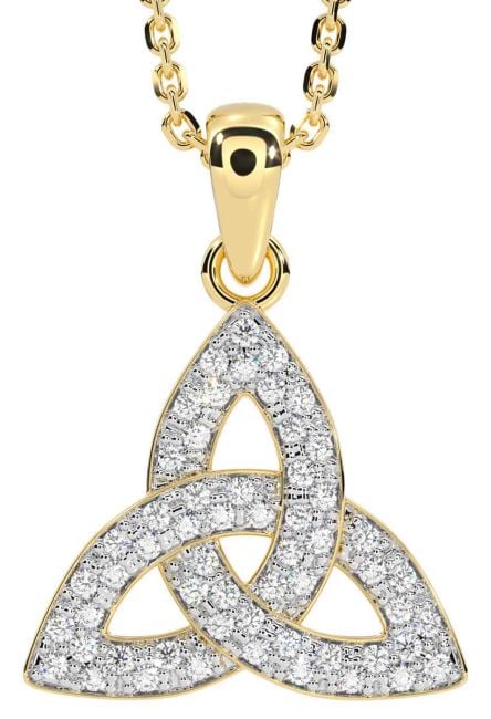 Diamond Gold Silver Celtic Trinity Knot Necklace