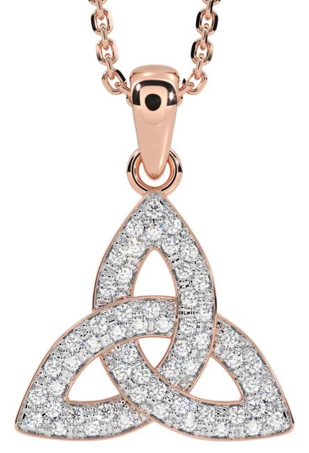 Diamond Rose Gold Celtic Trinity Knot Necklace