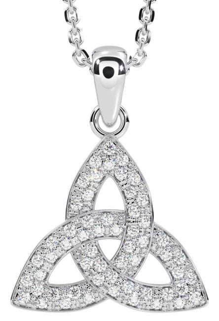 Diamond Silver Celtic Trinity Knot Necklace
