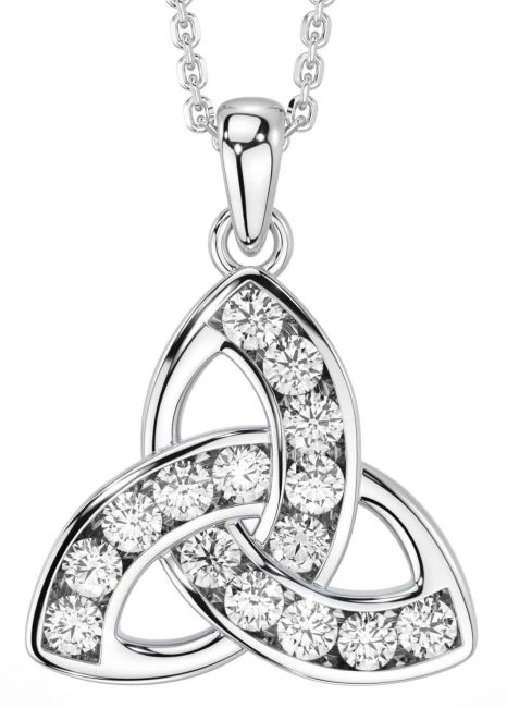 Diamond White Gold Celtic Trinity Knot Necklace