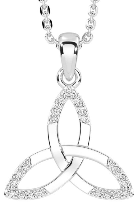 Diamond White Gold Celtic Trinity Knot Necklace