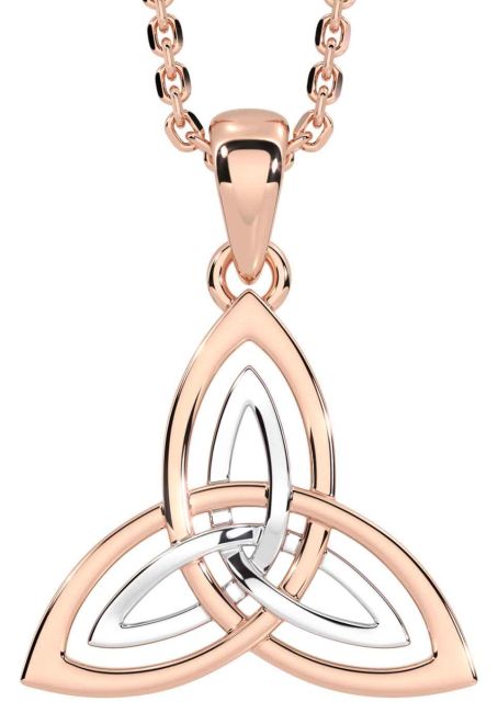 White Rose Gold Celtic Trinity Knot Necklace