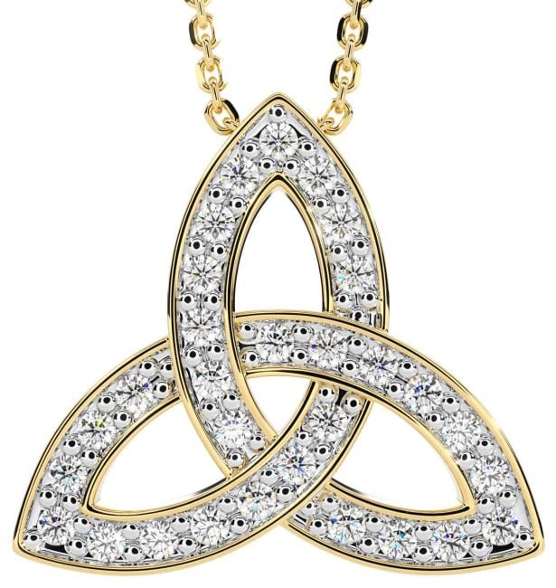 Diamond Gold Silver Celtic Trinity Knot Necklace