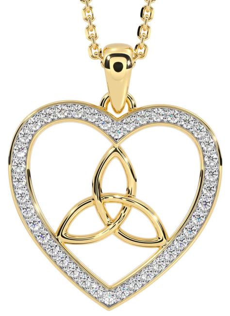 Diamond Gold Silver Celtic Trinity Knot Necklace