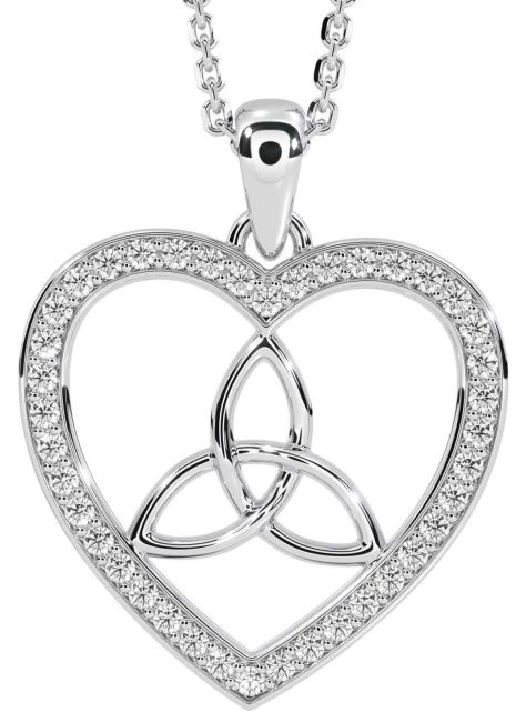 Diamond Silver Celtic Trinity Knot Necklace